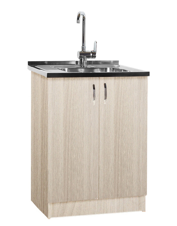 фото Тумба для мойки 80*60 цвет ясень шимо светлый (2 дверцы) (лдпс) 110409