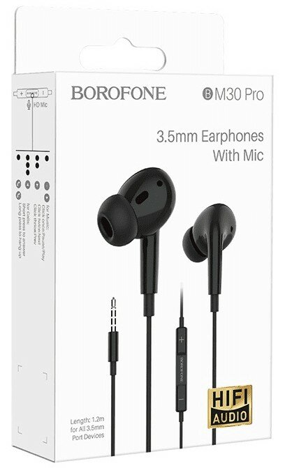 Стереонаушники Borofone BM30 Pro с микрофоном 1.2м черные