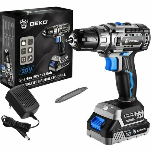 DEKO Дрель-шуруповерт аккумуляторная бесщеточная Sharker 20V 20В 1х30Ач 063-4037 846800₽