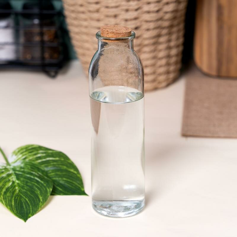 фото Стеклянная Бутылка для напитков Кувшин Графин Штоф для лимонада с пробкой, 350 мл