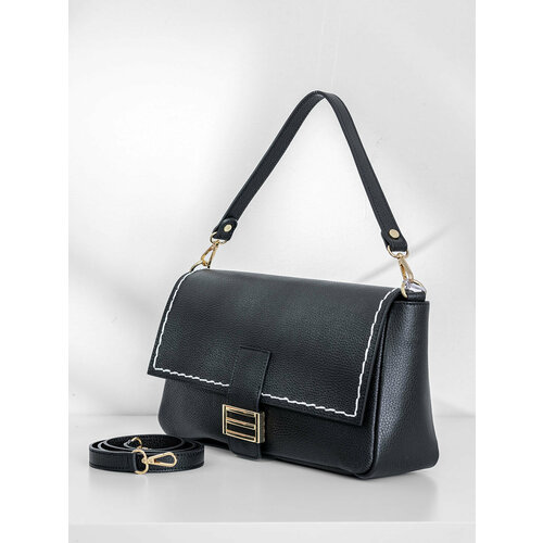 Сумка сэтчел STEFFALINI, фактура зернистая, черный