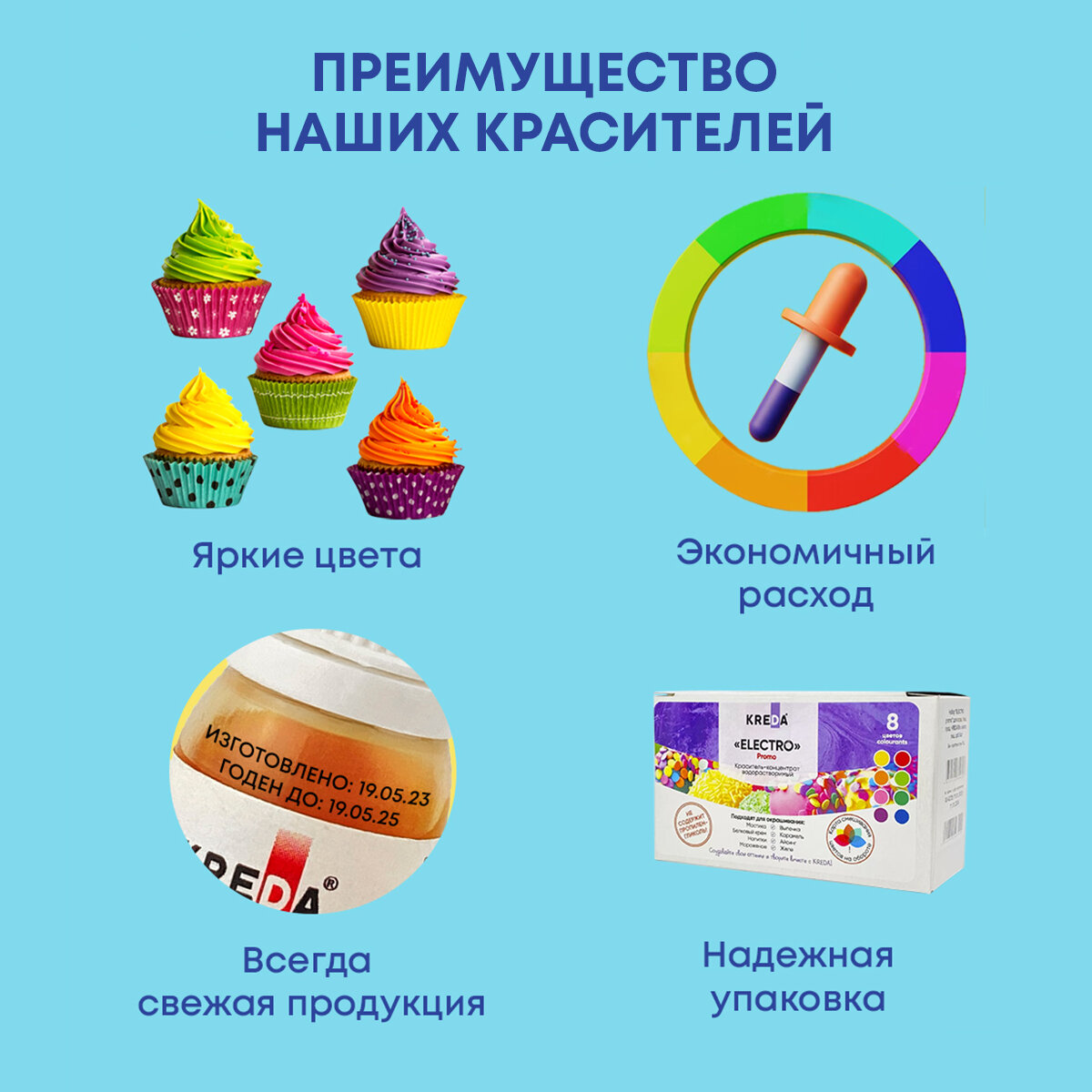 Набор пищевых красителей Organic Brand 8 шт