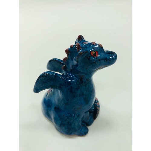 Синий дракон, фигурка из керамики