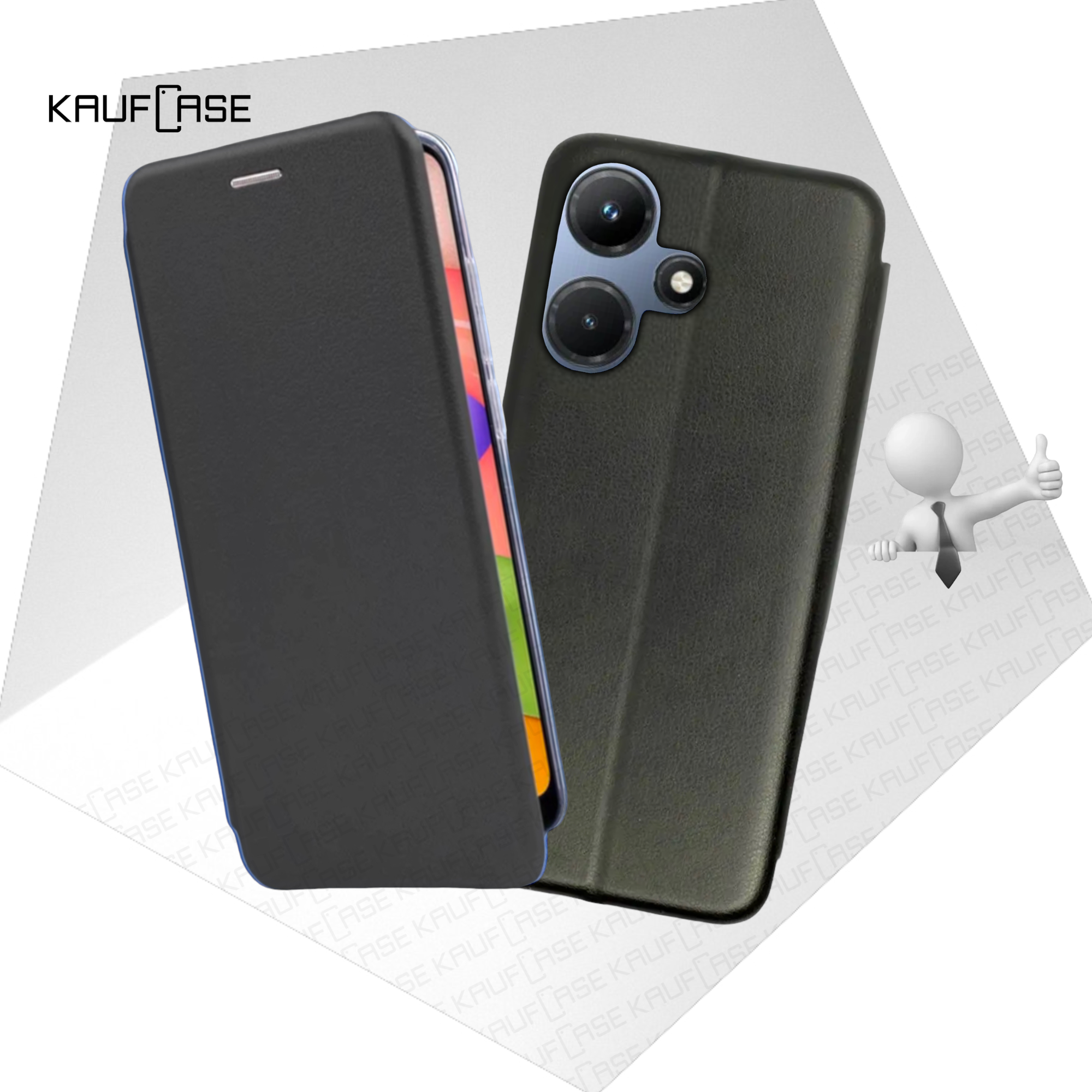 Чехол книжка для телефона Infinix Hot 30 Play NFC (X6835B) (6.82"), черный. Текстура под кожу