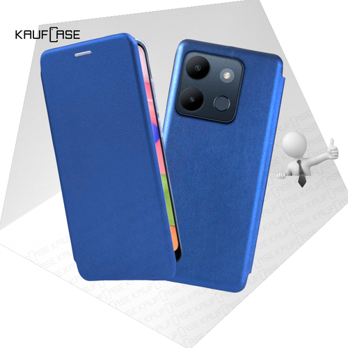 фото Чехол книжка для телефона infinix smart 7 (x6515) (6.6"), синий. текстура под кожу