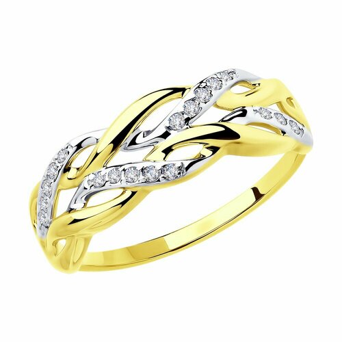 Кольцо Diamant, желтое золото, 585 проба, фианит, размер 18.5 кольцо серебряное hands remember корона с накладкой из желтого золота 18 мл
