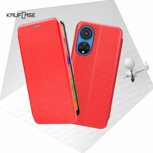 Чехол книжка KaufCase для телефона Huawei Honor X7 (CMA-LX1) 2022 (6.74), красный. Трансфомер чехол книжка kaufcase для телефона huawei nova y90 ctr lx1 2022 6 7 голубой трансфомер