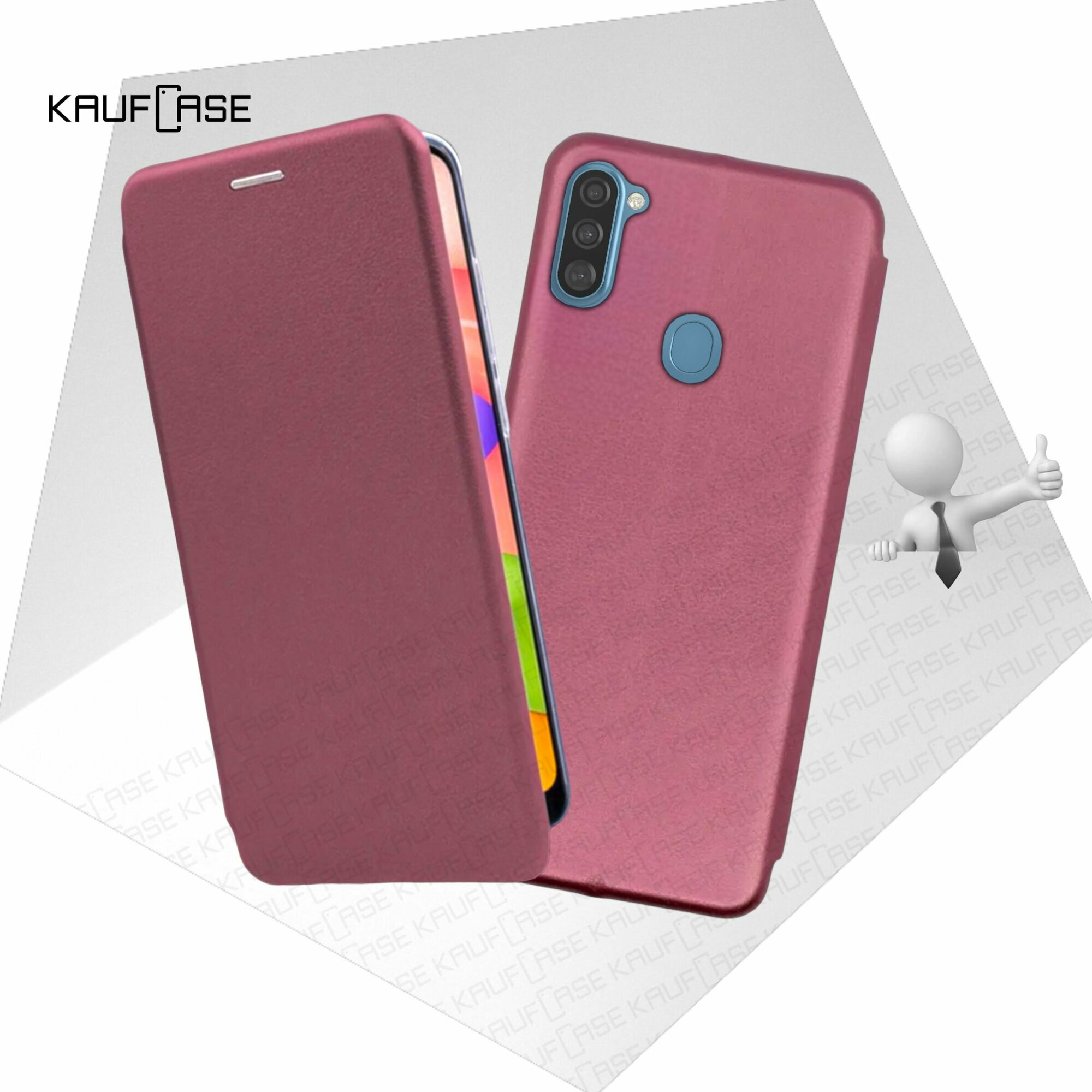 Чехол книжка KaufCase для телефона Samsung A11 /M11 (A115 /M115) (6.4"), бордовый. Трансфомер