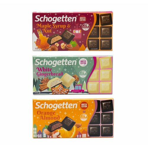 Шоколад Schogetten Новогодняя коллекция набор - 3 шт*100 гр. Европа. Новогодний набор шоколада 3 разных вида вкусов.