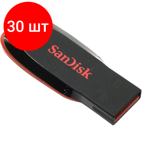 Комплект 30 штук, Флеш-память SanDisk Cruzer Blade, 32Gb, USB 2.0, ч/крас, SDCZ50-032G-B35 комплект 3 штук флеш память sandisk cruzer blade 32gb usb 2 0 ч крас sdcz50 032g b35