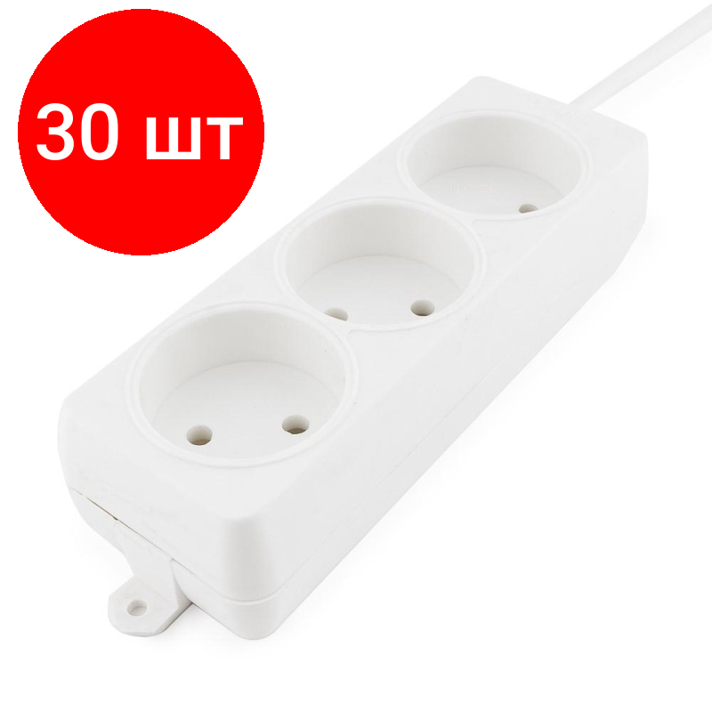 Комплект 30 штук, Удлинитель Гарнизон 3р 10А 5м, белый(EL-NL3-W-5)
