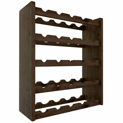 Винный стеллаж с цельными стойками и вырезами для 25 бутылок коричневый