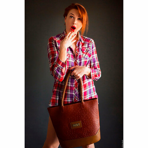 фото Сумка авоська lamkraft shopper, фактура тиснение, рельефная, зернистая, плетеная, красный, коричневый