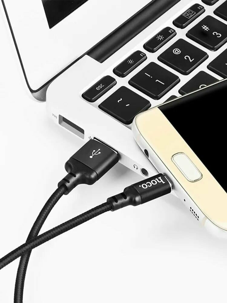 Кабель hoco microUSB 1 метр, быстрая зарядка, зарядный шнур, провод для телефона — фото 4