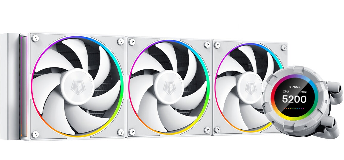 Система водяного охлаждения ID-Cooling SL360 WHITE Soc-AM5/AM4/1151/1200/2066/1700 4-pin 14-30dB Al+Cu 350W LED Ret