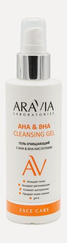 Изображение товара ARAVIA LABORATORIES Гель очищающий с АНА и ВНА кислотами AHA & BHA Cleansing Gel, 150 мл