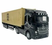 Коллекционная Модель грузовика/тягач с прицепом/контейнеровоз, чёрный, жёлтый.