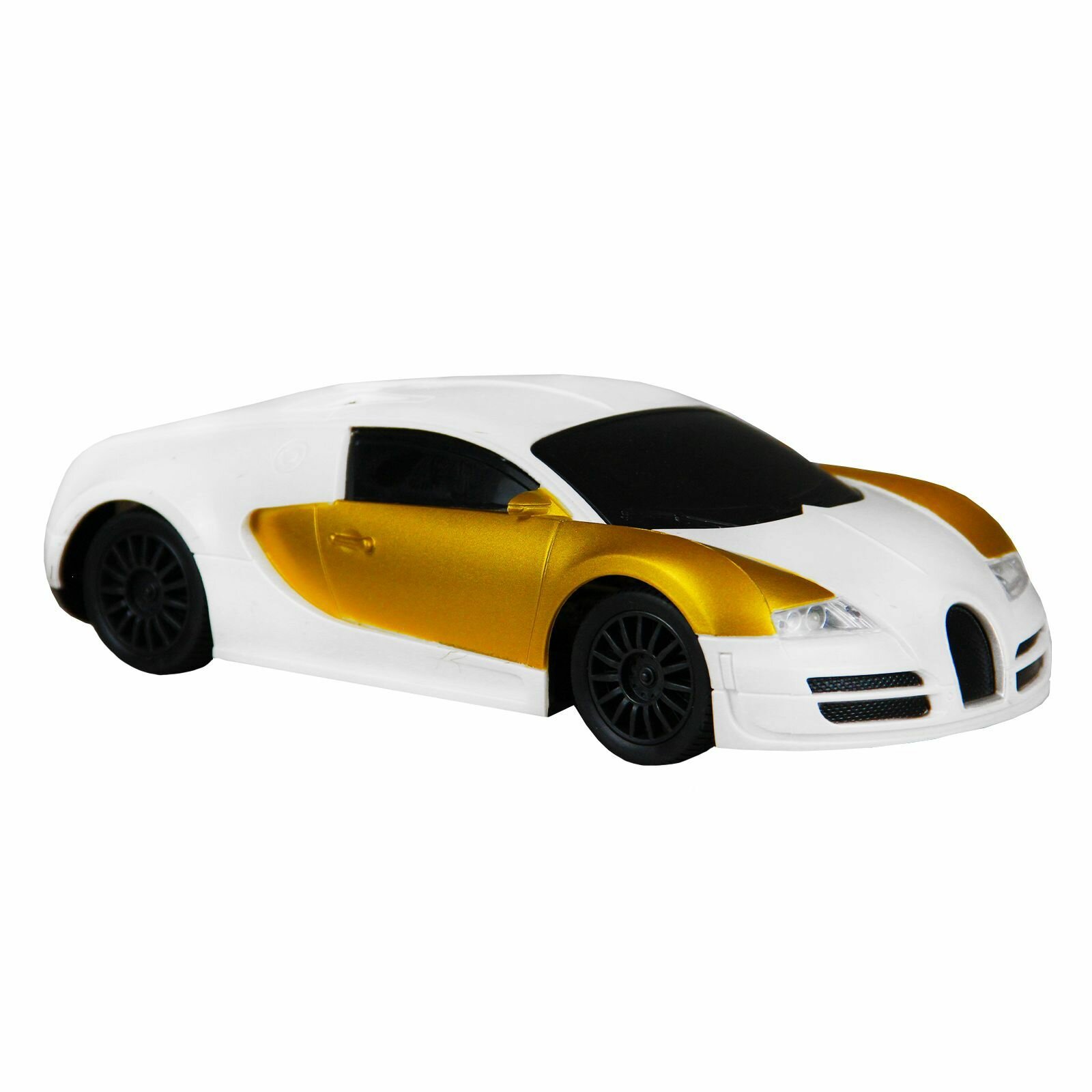 Машинка на пульте управления 1:16 Bugatti с подсветкой на батарейках бело-золотистая