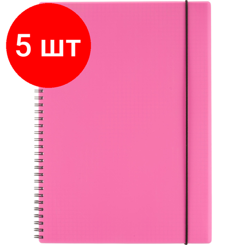 Комплект 5 штук, Бизнес-тетрадь Тетрадь Attache Neon А4 96л кл. спираль, обл. пластик, розовый комплект 2 штук бизнес тетрадь тетрадь attache neon а4 96л кл спираль обл пластик зеленый