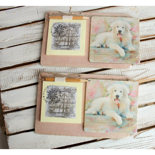 Блокнот на холодильник на магните подарочный Белая собака 004130