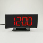 Часы настольные электронные: будильник, термометр, календарь, красные цифры, 17х9.5х4.2 см 9742336