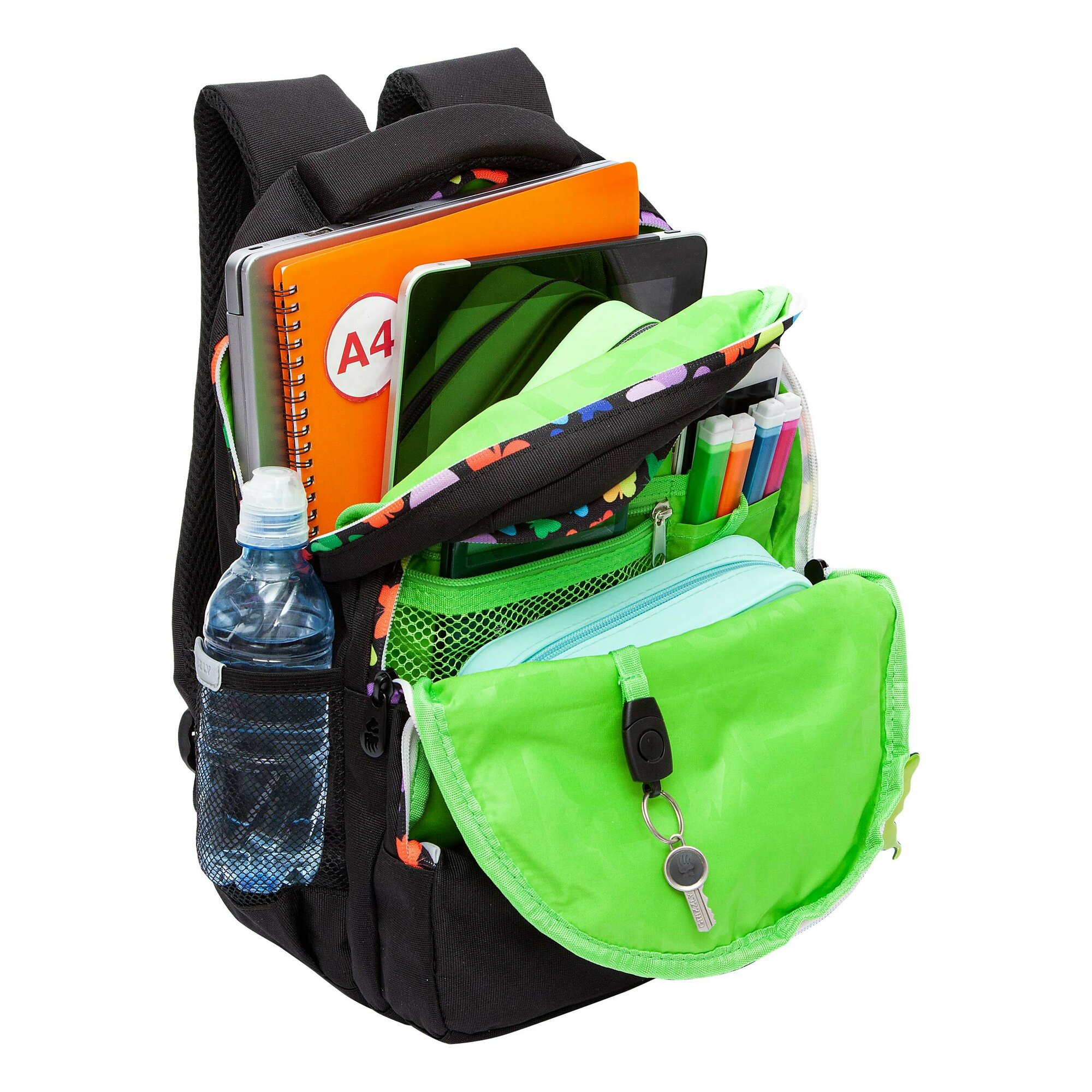 Рюкзак школьный GRIZZLY с карманом для ноутбука 13", анатомической спинкой, для девочки RG-460-4/1