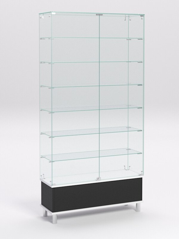 Витрина стеклянная "примавера подиум модерн" №35 (с дверками, задняя стенка - стекло), Серый 90 x 30 x 180 см