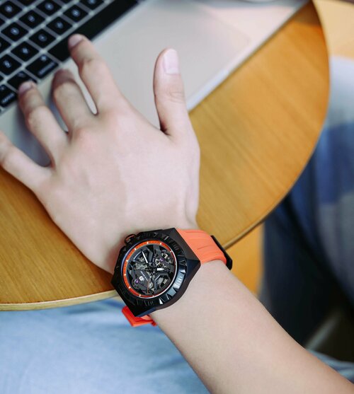 Наручные часы TSAR BOMBA, черный, оранжевый