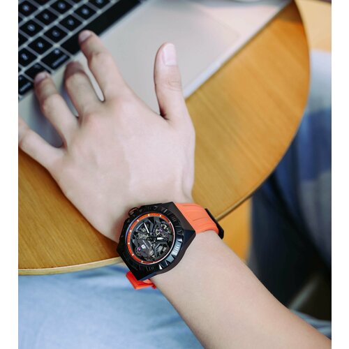Наручные часы TSAR BOMBA, черный, оранжевый наручные часы tsar bomba мужские наручные часы tsar bomba automatic carbon fiber tb8208cf 04 голубой