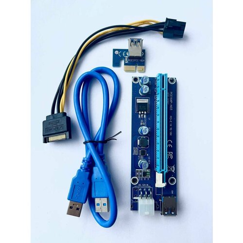 райзер для видеокарты 007s sata usb 3 0 1 м 15pin pci e 1x 16x Рейзер 006C PCIe 1x to 16x 6pin power