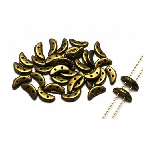 Бусины Crescent beads 10х3мм, цвет 0310-79080MJT Metallic Suede Gold, 708-068, 5г (около 40 шт) 18k gold plated gold beads handmade diy corner cut loose beads deep gold necklace bracelet beads 4mm beads