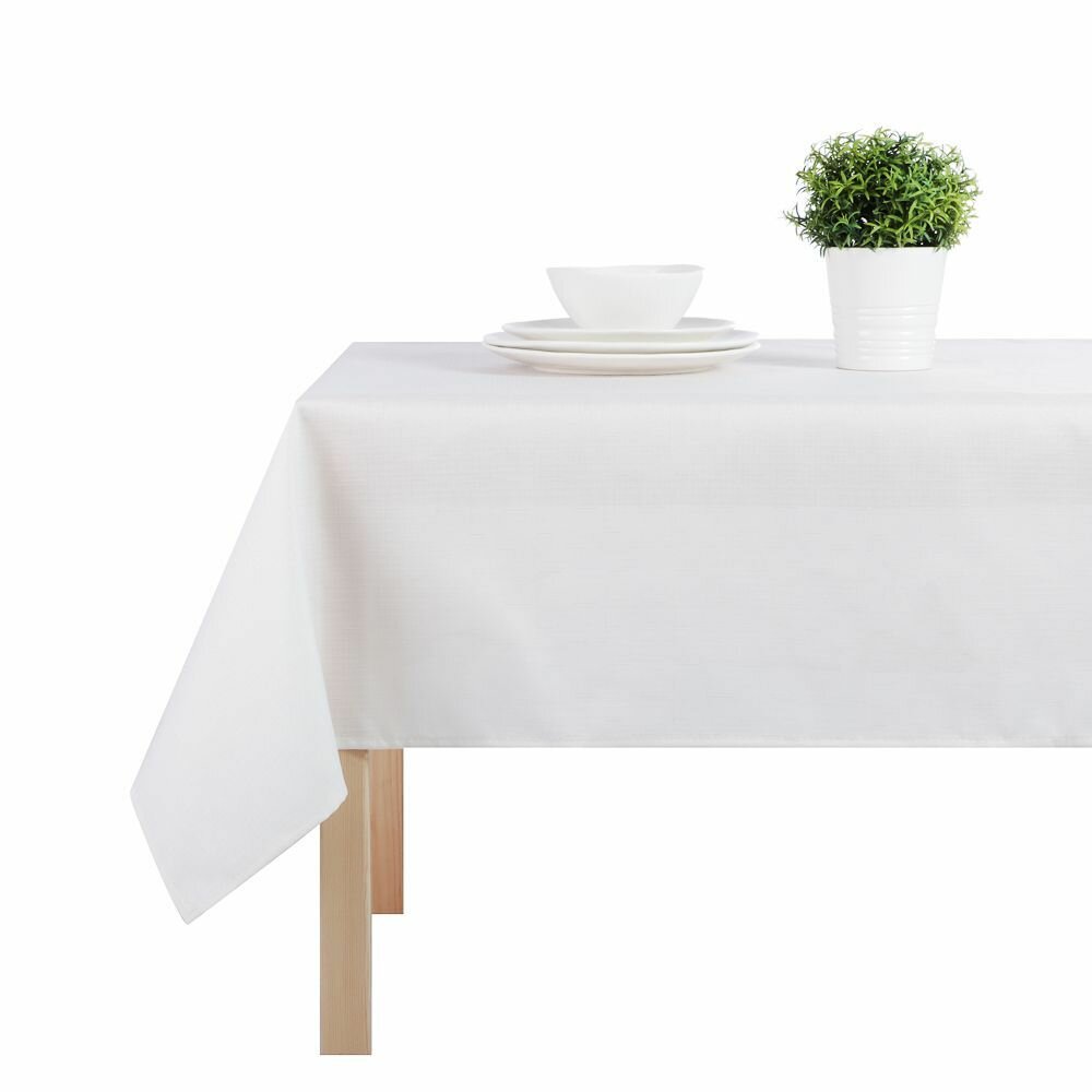 фото Скатерть текстильная 140х140см лён с водоотталкивающей пропиткой, 100% пэ, молочный Милк