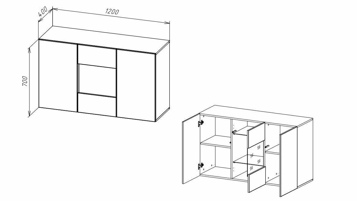 Комод Нк-мебель POINT ТИП-1.2 Серый Графит 71775210