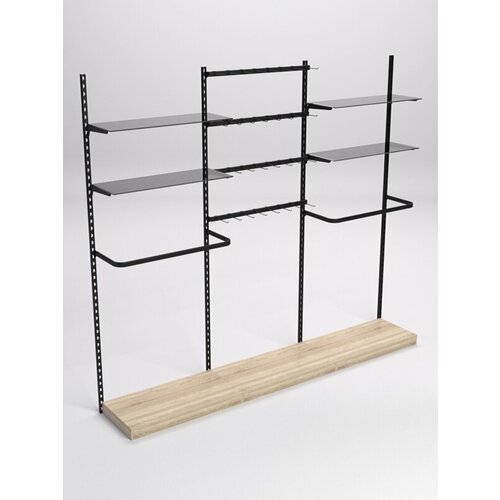 Настенная система с подиумами П-поручнем тонир полками для одежды и под крючки LOFT 8-1 Дуб Сонома 270 x 45 x 240 см 20068₽