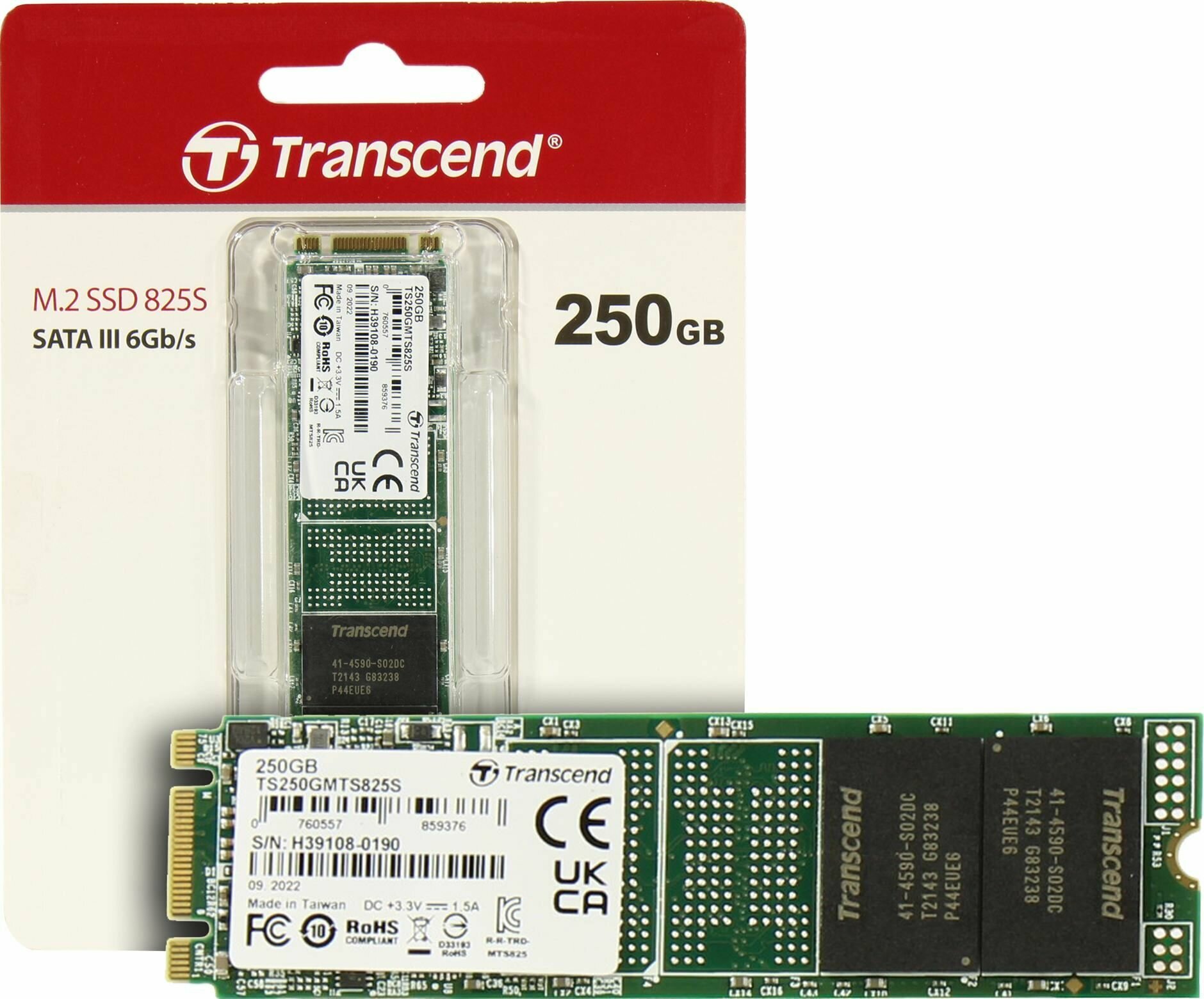 Твердотельный накопитель Transcend 250 ГБ M2 TS250GMTS825S