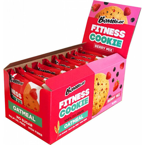 Bombbar, Овсяное печенье Fitness Cookie, 24шт по 40г (ягодный микс)