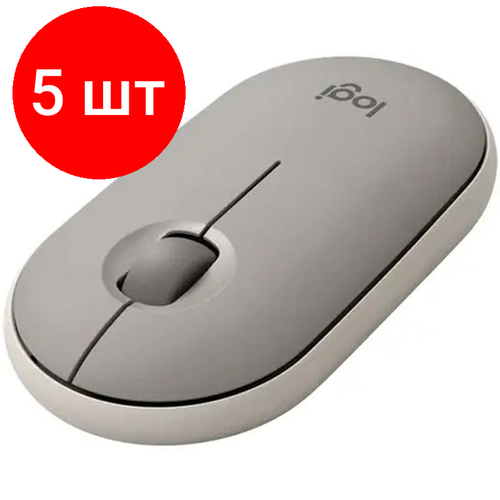 Комплект 5 штук Мышь компьютерная Logitech WRL PEBBLE M350 GREY 910-006653 1596400₽