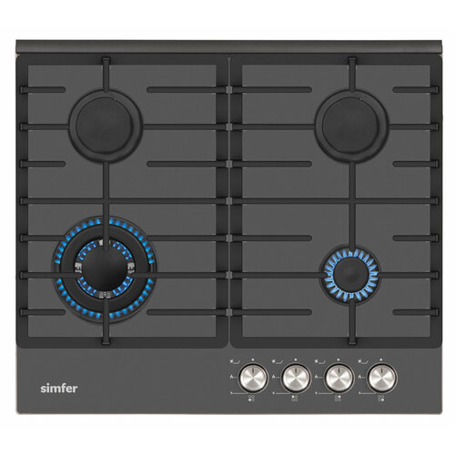 Газовая варочная поверхность Simfer H60H41G570 газ-контроль WOK конфорка чугунные решетки серое стекло 2177600₽