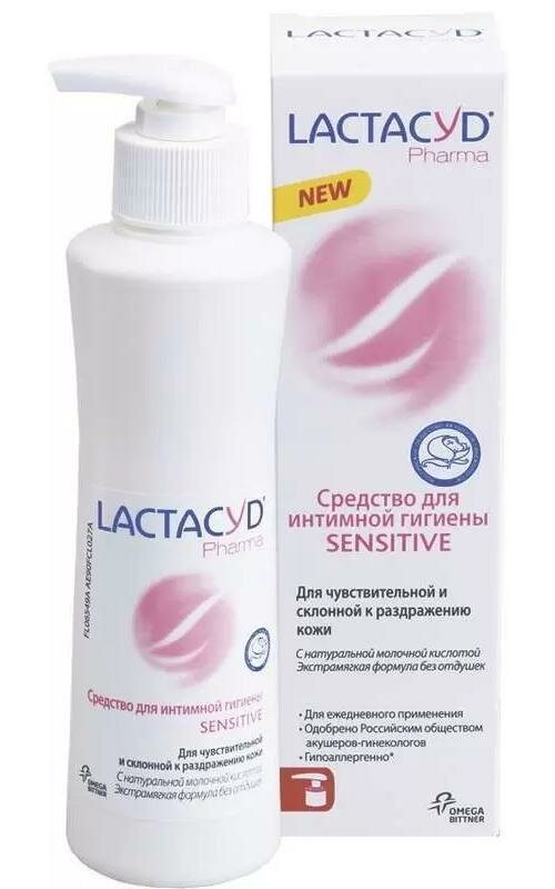 Лактацид Фарма Сенситив, средство для ежедневной интимной гигиены экстрамягкое, 250 мл