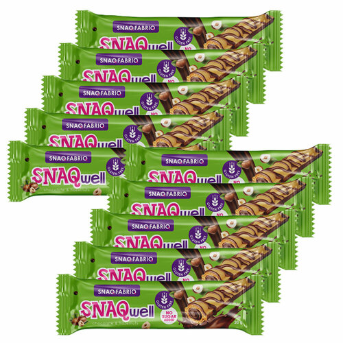 Вафельные батончики Snaq Fabriq SNAQwell без сахара, набор 10шт x 20г (Шоколадно-ореховые) / Низкокалорийные полезные сладости без глютена