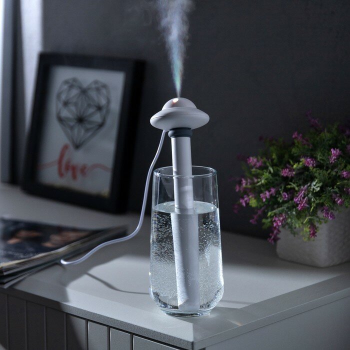 фото Увлажнитель воздуха "НЛО" HM-21, ультразвуковой, погружной, с подсветкой, USB, белый