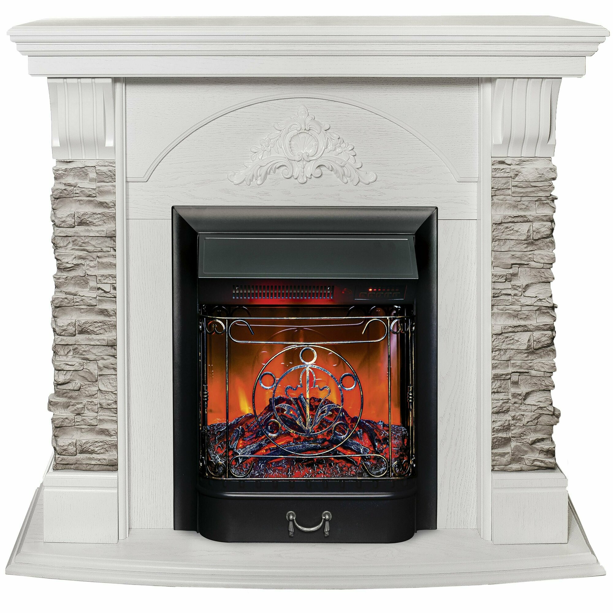 Электрокамин RealFlame ATHENA GR STD/EUG/25'5 WT-511 с очагом Majestic Lux Black LT RC