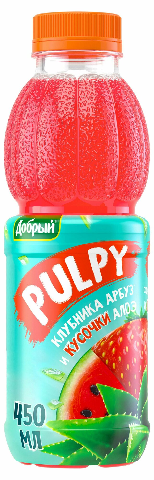 Напиток сокосодержащий Добрый Pulpy с клубникой арбузом и алое, 450 мл, 6 шт