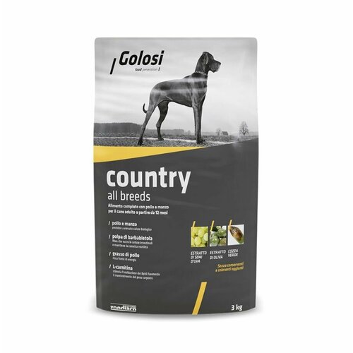 GOLOSI Country корм для собак для поддержания хорошей физ. формы, курица, индейка, говядина сухой 3 кг.