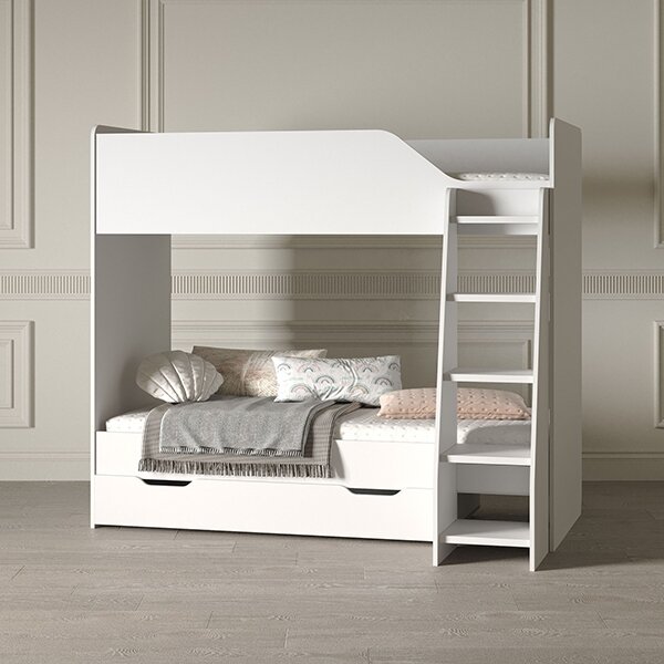 фото Двухъярусная кровать Елена, цвет белый, размер 80х160см.