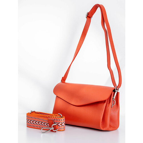 фото Сумка багет steffalini, фактура зернистая, оранжевый