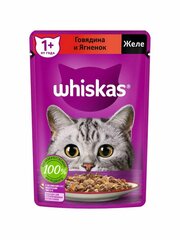 Влажный корм Whiskas для кошек, говядина/ягненок в желе, пау