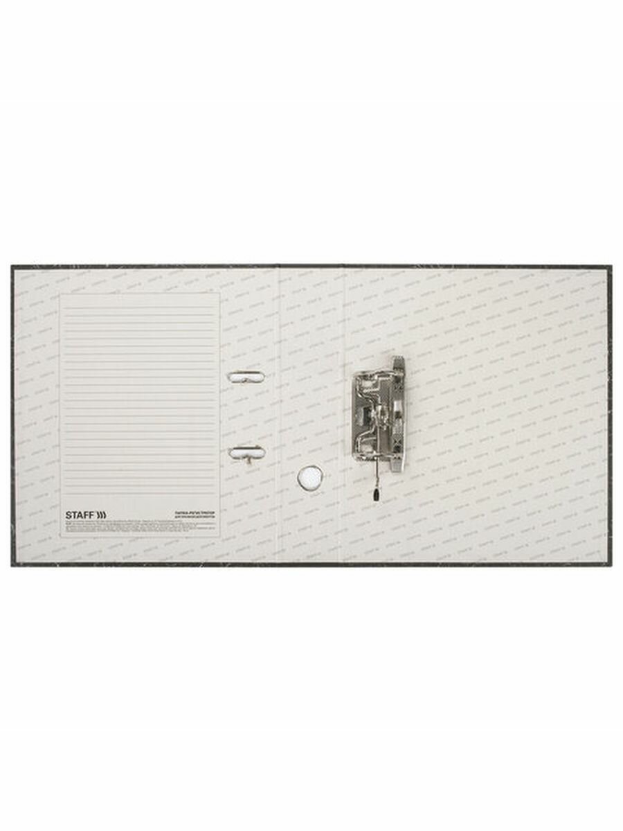 STAFF папка-регистратор Бюджет с мраморным покрытием без уголка, А4, 70 мм, черный - фото №14