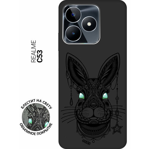 Матовый Soft Touch силиконовый чехол на Realme C53, Рилми С53 с 3D принтом Grand Rabbit черный матовый soft touch силиконовый чехол на realme c53 рилми с53 с 3d принтом beatles stickers черный