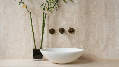 Белая раковина для ванной Sheerdecor Sfera 001426111 из натурального камня мрамора
